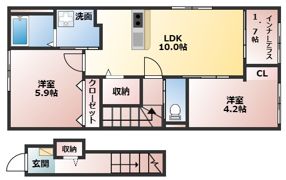 （仮称）湖南市三雲新築アパートA棟の間取り画像