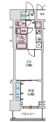 スプランディッド上本町WESTⅡの間取り画像