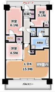 パークホームズLaLa門真の間取り画像