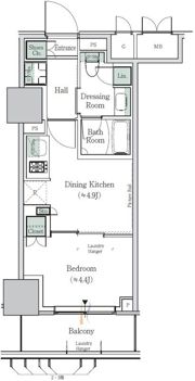 ONE ROOF RESIDENCE NISHINIPPORI（ワンルーフレジデンス西日暮里）の間取り画像