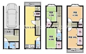 新橋町駐車場付き戸建の間取り画像
