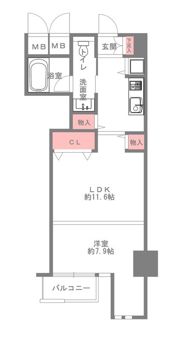 クリスタルブライト天満橋リバーサイド 607号室の間取り画像