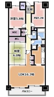 オークヒルズ香里三番館の間取り画像