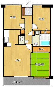 ディアヒルズ小倉井堀けやきが丘参番館 310号室の間取り画像
