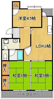 ハイランドマンション千代ヶ崎の間取り画像