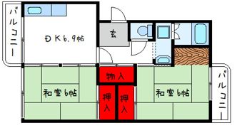 泉北鴨谷台三丁団地3-4の間取り画像