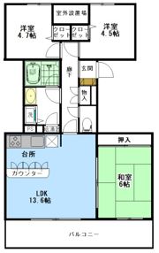 ハイツ東戸塚Ⅱ B棟の間取り画像