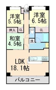 ジークレフ六甲の丘B棟803号室 Cの間取り画像