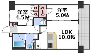 SK RESIDENCES SHINSAIBASHIの間取り画像