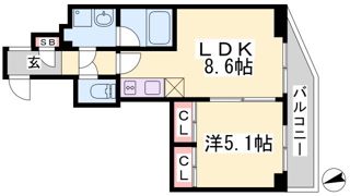 アスヴェル神戸元町海岸通の間取り画像