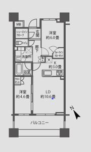 クレヴィアタワー目黒不動前の間取り画像