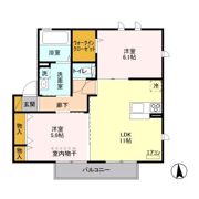 ラフレ仲道 Dの間取り画像