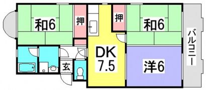 第1中西マンションの間取り画像