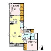 プレミール北長瀬の間取り画像