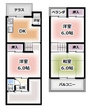 寺方錦通二丁目テラスハウスの間取り画像