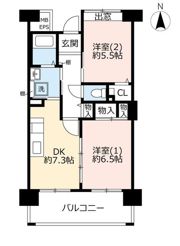 URグリーンヒルズ東久留米2号棟406号室の間取り画像