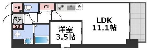 プレサンス堺筋本町エグゼブランの間取り画像