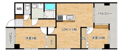 宇品ハイツの間取り画像