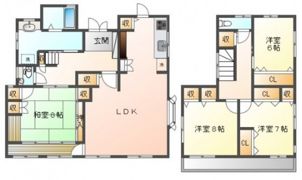 宮島口上戸建ての間取り画像