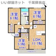 PARK HILLS MIYAKO Dの間取り画像