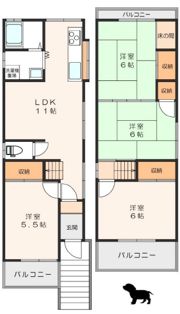 貸家 枚方市津田東町1丁目の間取り画像