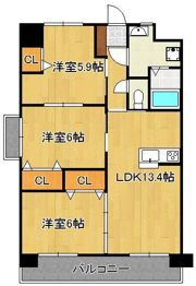 フローラ菜園場の間取り画像