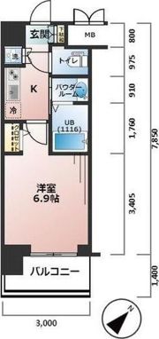 プロシード大阪EASTアクア・ラ・フォンテの間取り画像