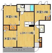 シャーメゾンひびきのIIの間取り画像