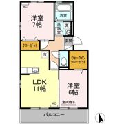 ルミエール朝生田の間取り画像