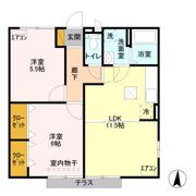 西中居ハイツ Aの間取り画像