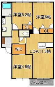 クラヴィエ三萩野 B棟の間取り画像