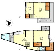 西鹿田1丁目3番戸建の間取り画像