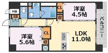 グランデカワノなにわ離宮の間取り画像