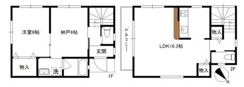 本牧満坂2-1 2階建て貸家の間取り画像