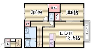 フレッツァ神戸山田B棟の間取り画像