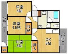 エメラルドタウン枝光A棟 306号の間取り画像