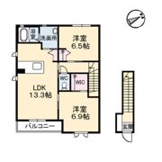 パインデューA棟の間取り画像