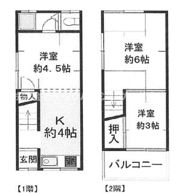 貸家テラスハウスの間取り画像