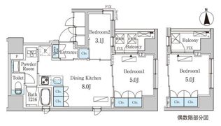 BCNレジデンス八丁堀の間取り画像