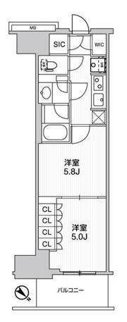 WORVE横浜伊勢佐木町の間取り画像