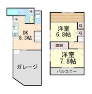 豊南町ガレージ付テラスハウスの間取り画像