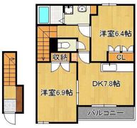 ヴィラージュ新木屋瀬の間取り画像