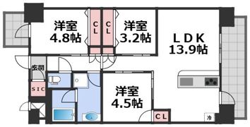 スプランディッド難波VIIの間取り画像
