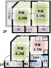 大久保町3丁目貸家の間取り画像
