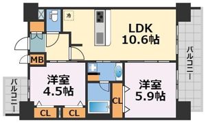 プレサンス堺筋本町エグゼブランの間取り画像