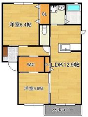 サンヒルズ華里B棟の間取り画像