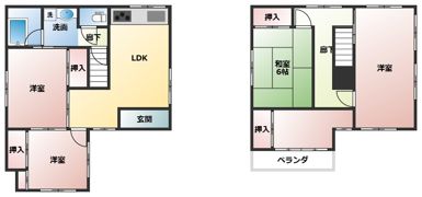 横浜市南区別所戸建の間取り画像