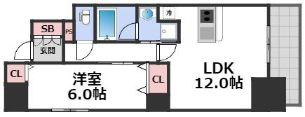 レジュールアッシュ谷町四丁目グランクラスの間取り画像