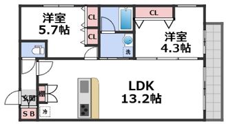 オーベル今里 northの間取り画像