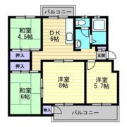 旭川ハイツ Bの間取り画像